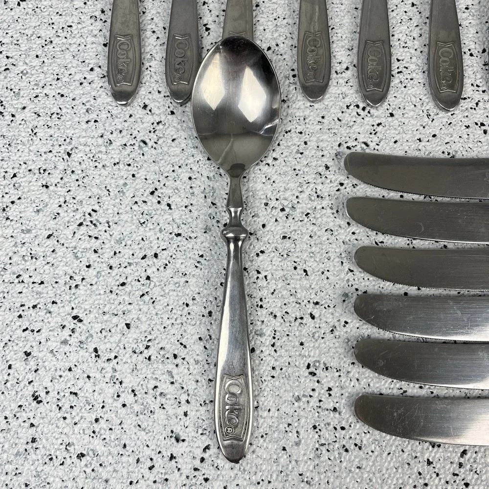 Vintage Gibson COKE Stainless Steel Flatware Forks Spoons Knives 18 Pieces